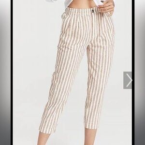 Linen Cotton Blend Track Trouser in Stripe